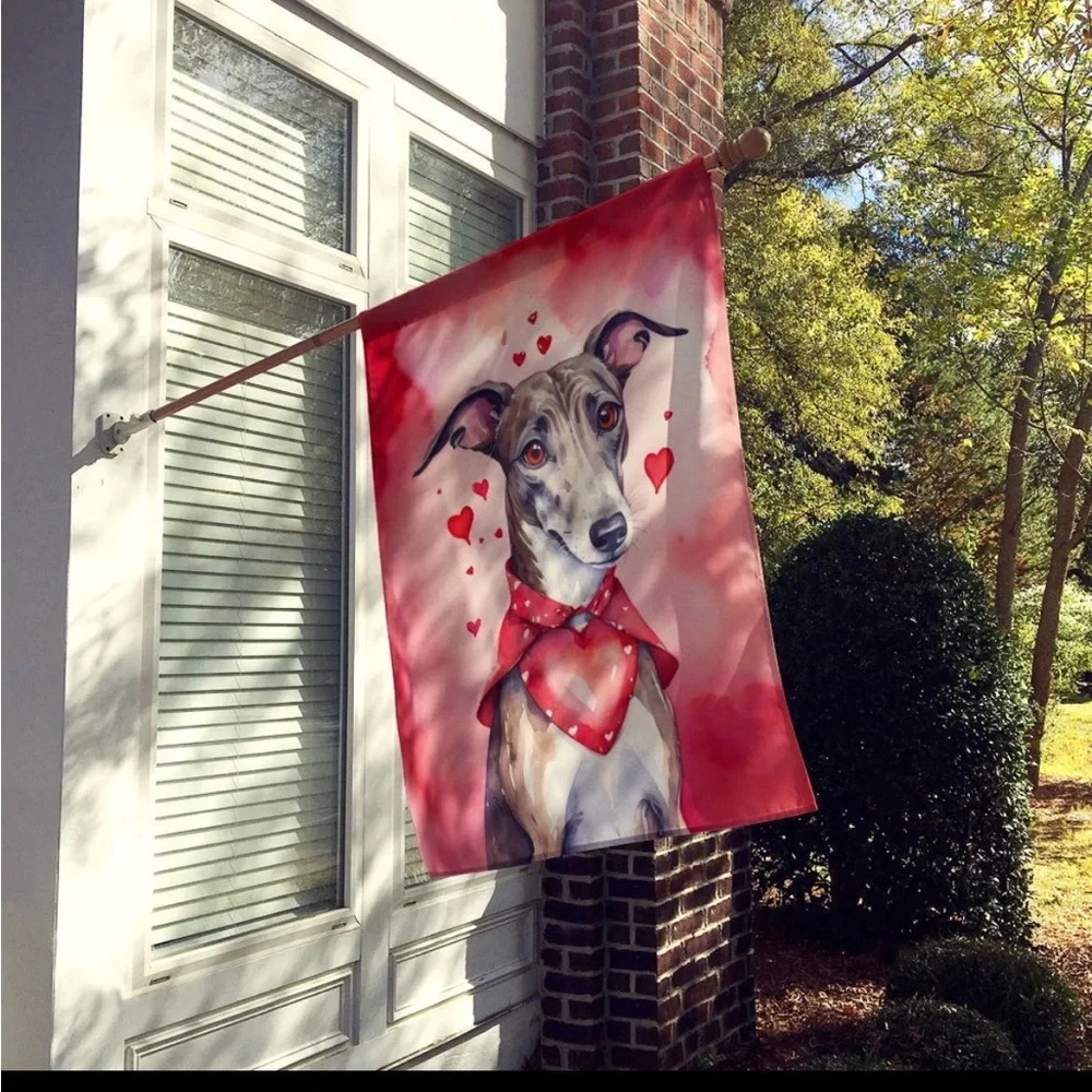 Greyhound My Valentine House Flag